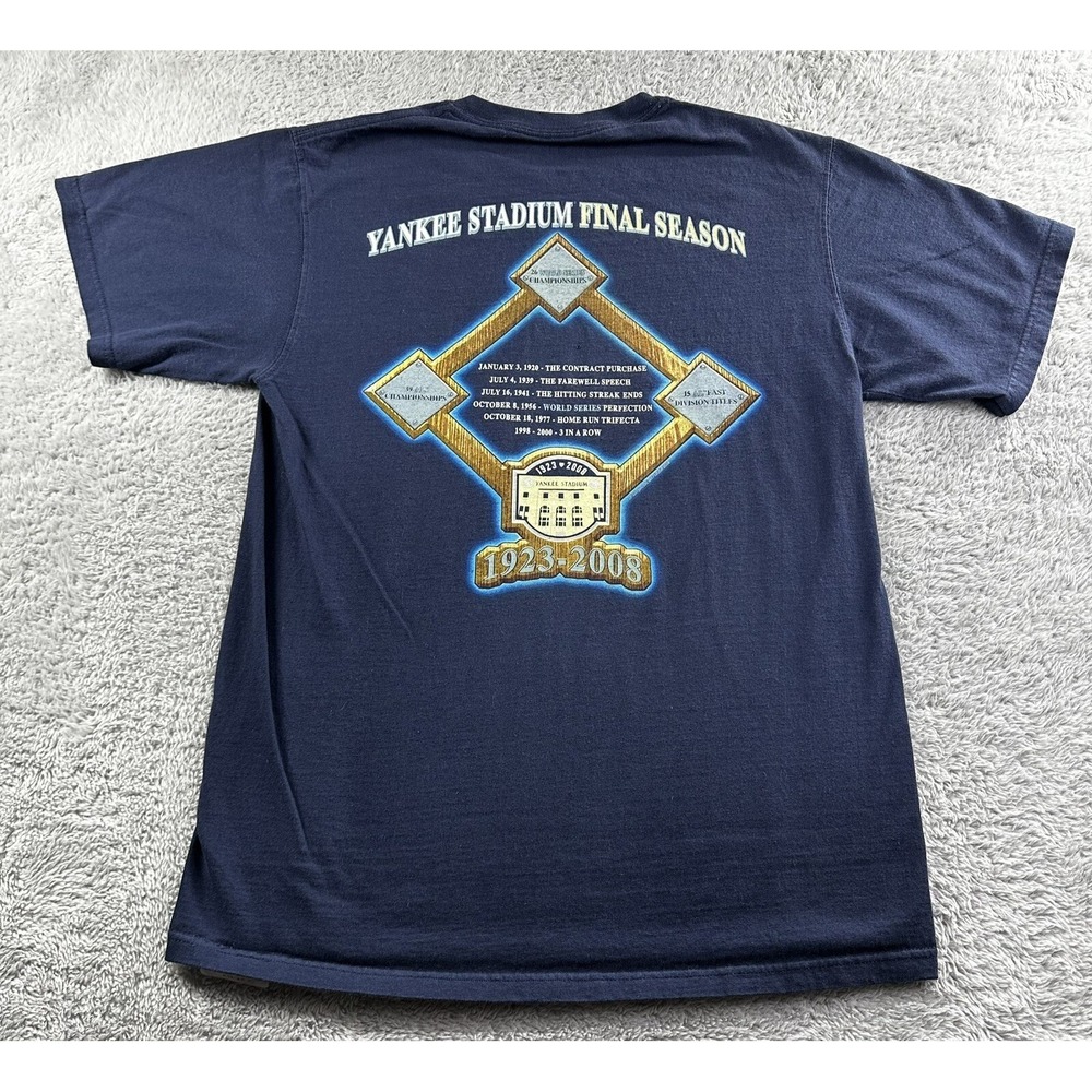 VINTAGE‎ NY Yankees Shirt Final Season Stadium 2008 Blue Medium